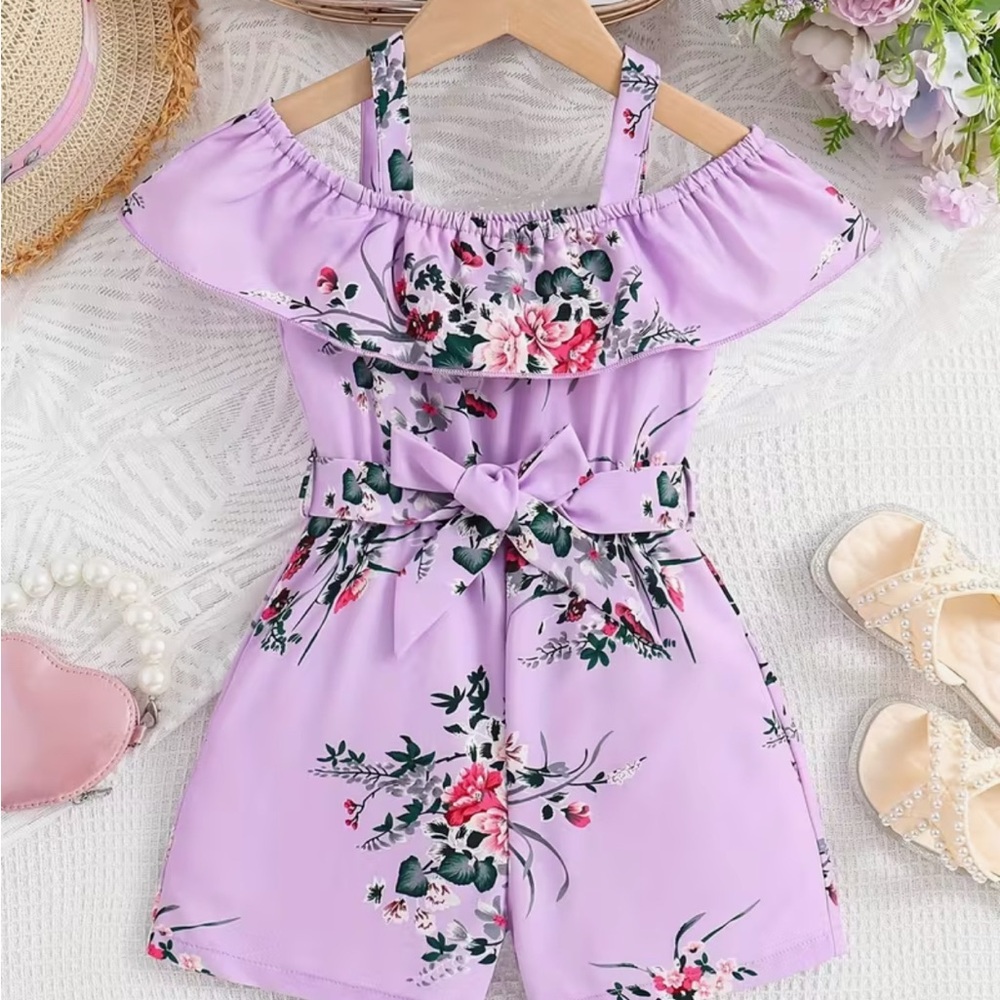 Lilac Floral Kids Romper